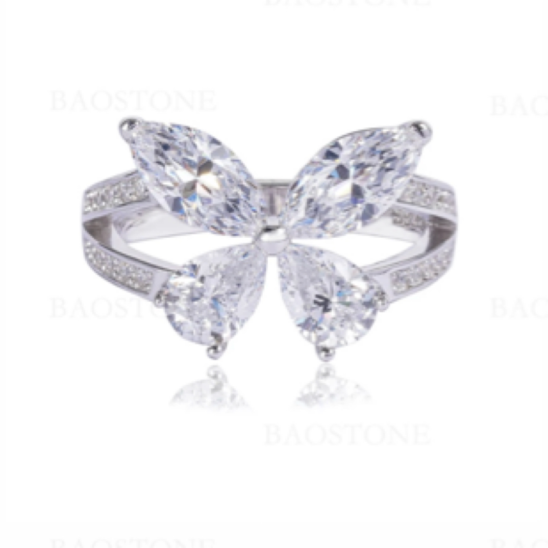 合金戒指 925银合成锆石戒指 多面镶嵌J229