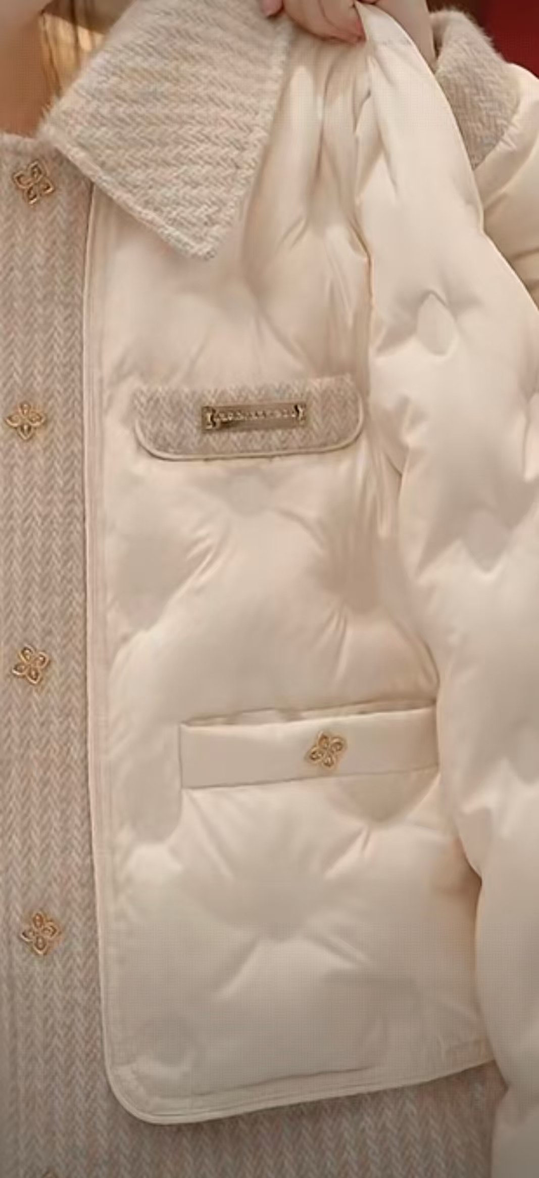 YY-2025新款时尚气质波点直充小香羽绒服