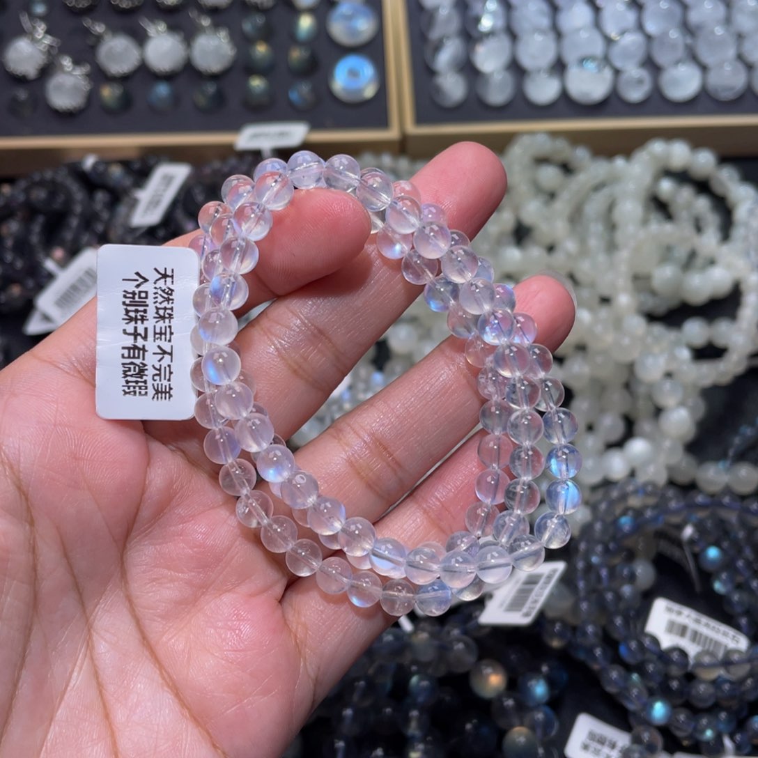 水晶手链未镶嵌沐****熹蓝月光多圈手链6m