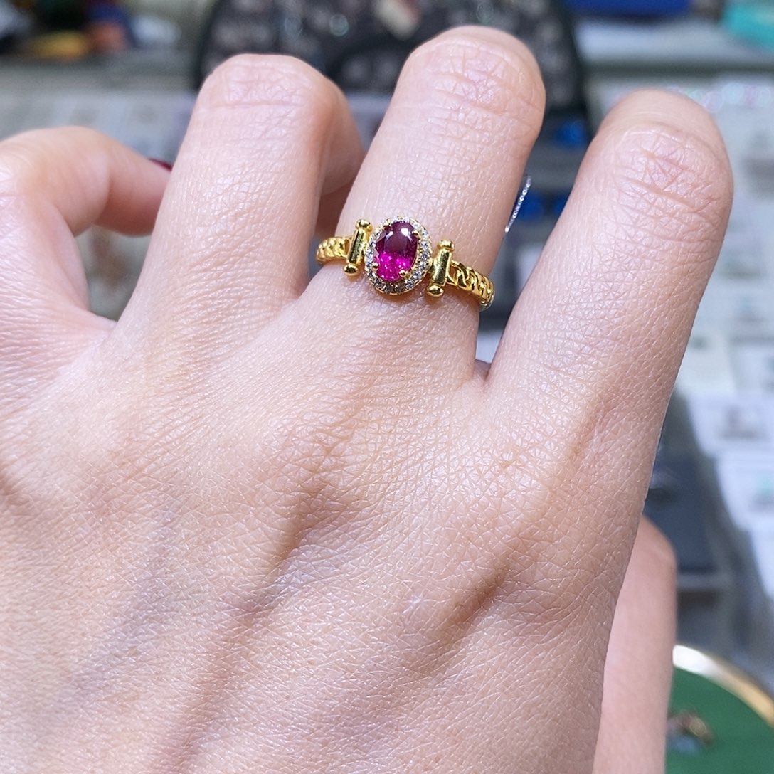 碧玺戒指银S925镶嵌天然碧玺戒指