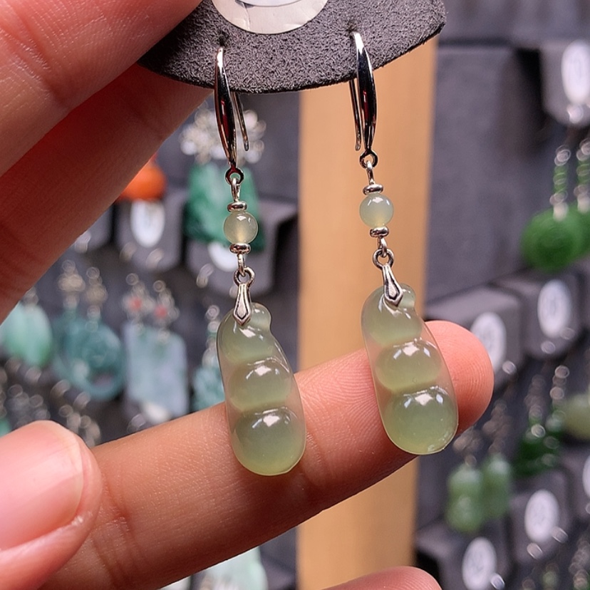 【闪购商品】和田玉耳饰银S925镶嵌