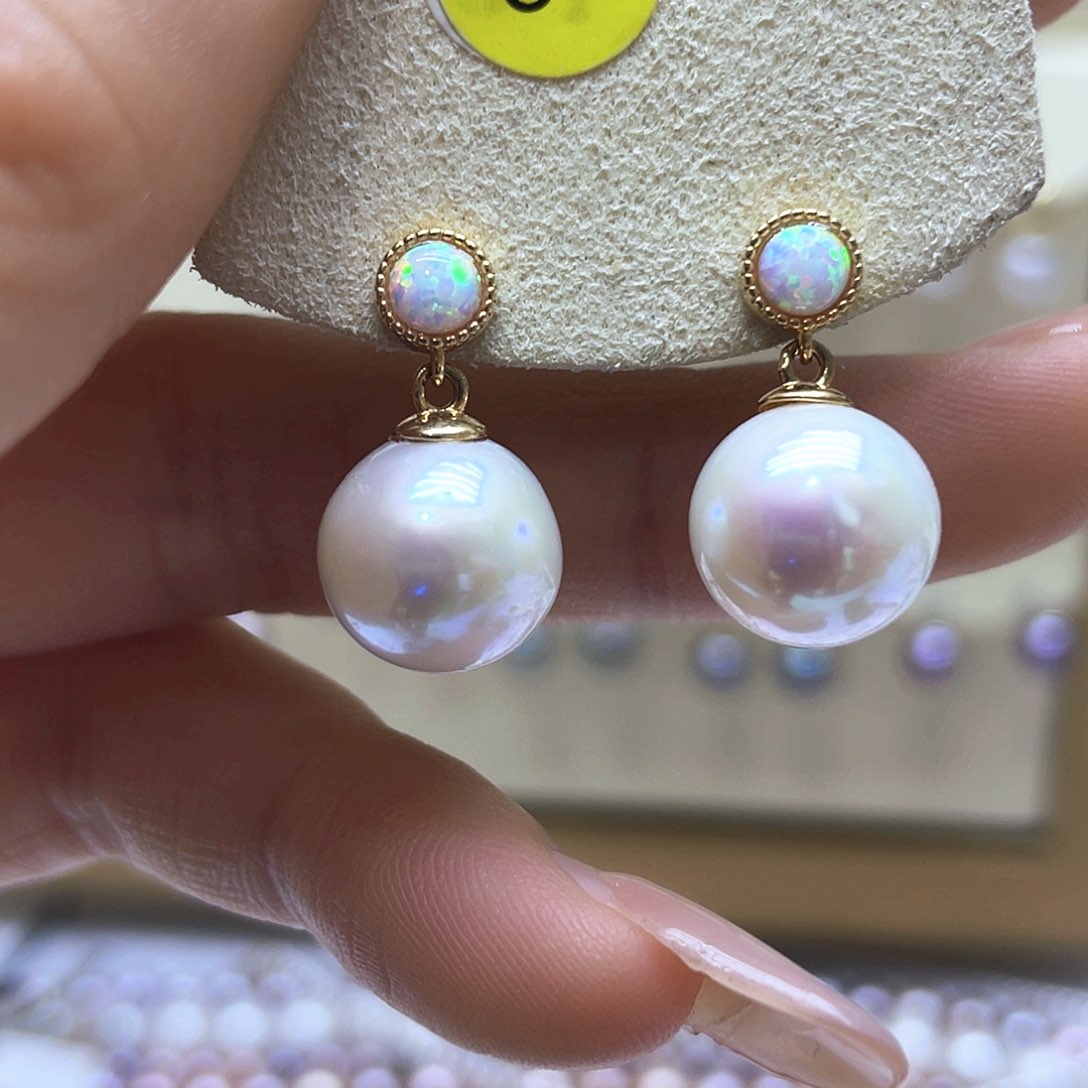 淡水珍珠耳饰银S925镶嵌