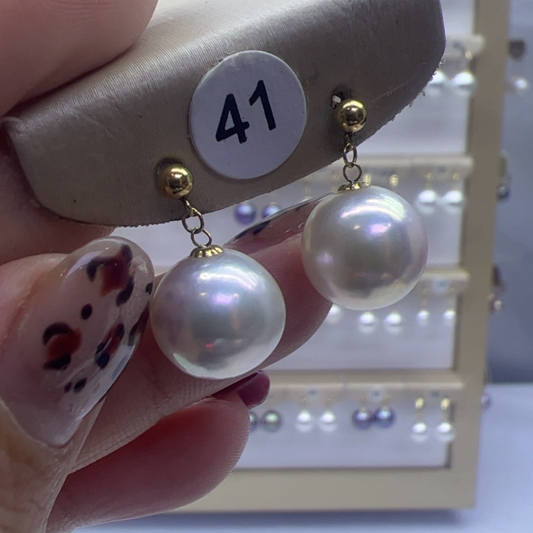 淡水珍珠耳饰18K金镶嵌