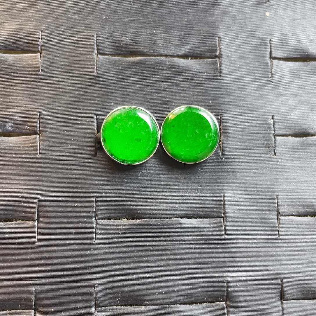 【闪购商品】翡翠耳饰18K金镶嵌天然缅甸翡翠A 货