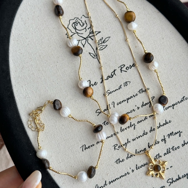 钛钢木质吊坠 GULUM 1018 手工气质时尚复古双层项链