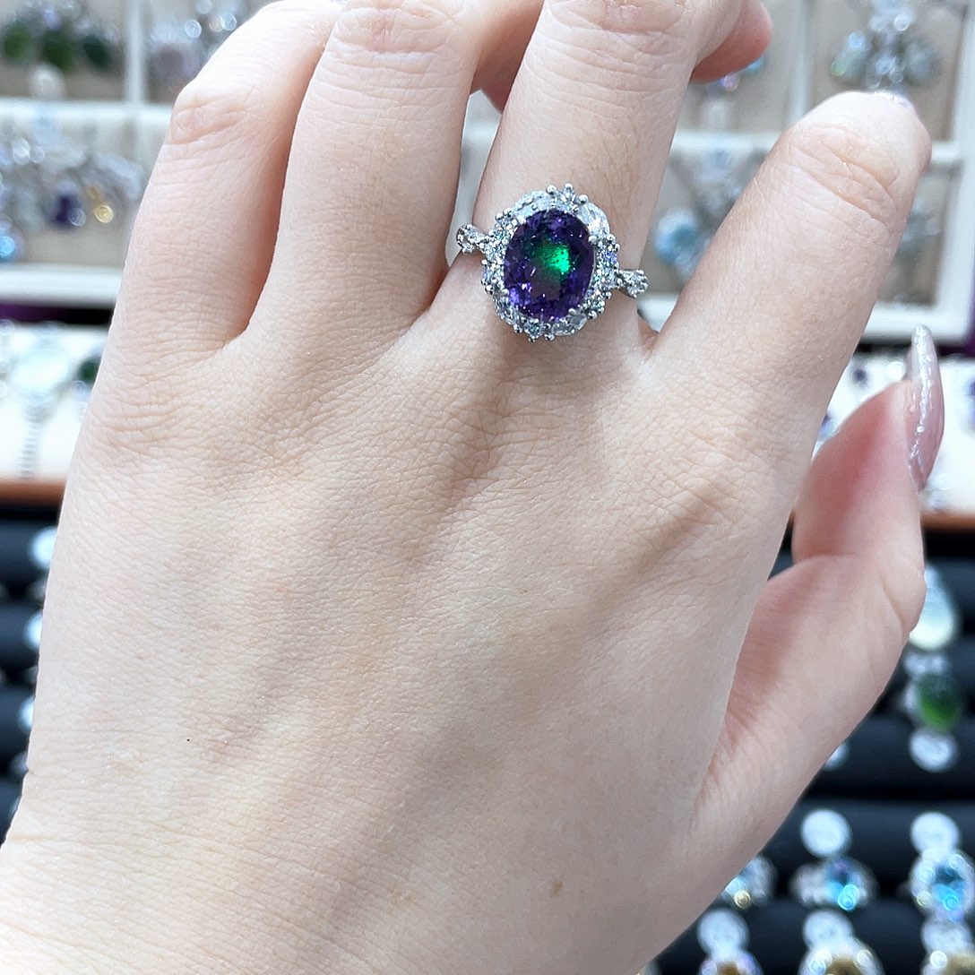 大****银S925镶嵌紫晶戒指