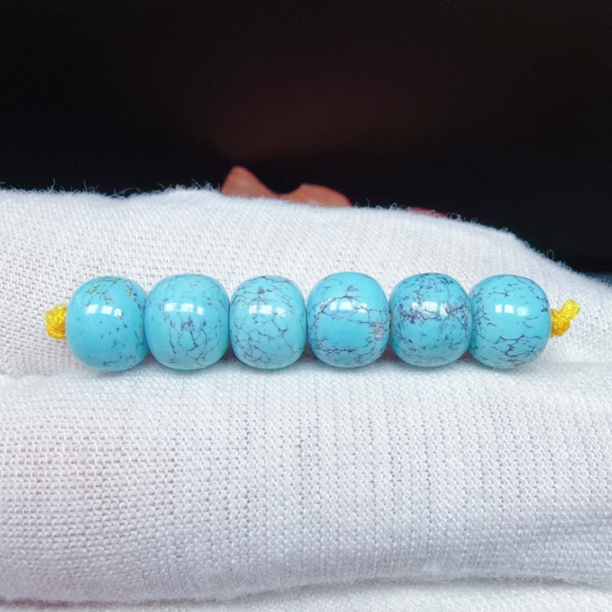 【伟伟鉴定】原矿绿松石 高瓷 玉化 老型弟子珠一套约7.6mm文玩配饰