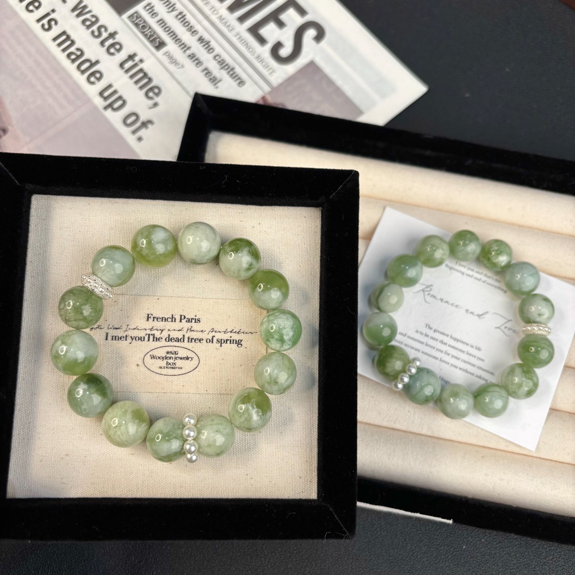 【空山栀子】岫玉手工diy原创手链多样性发一 T1029