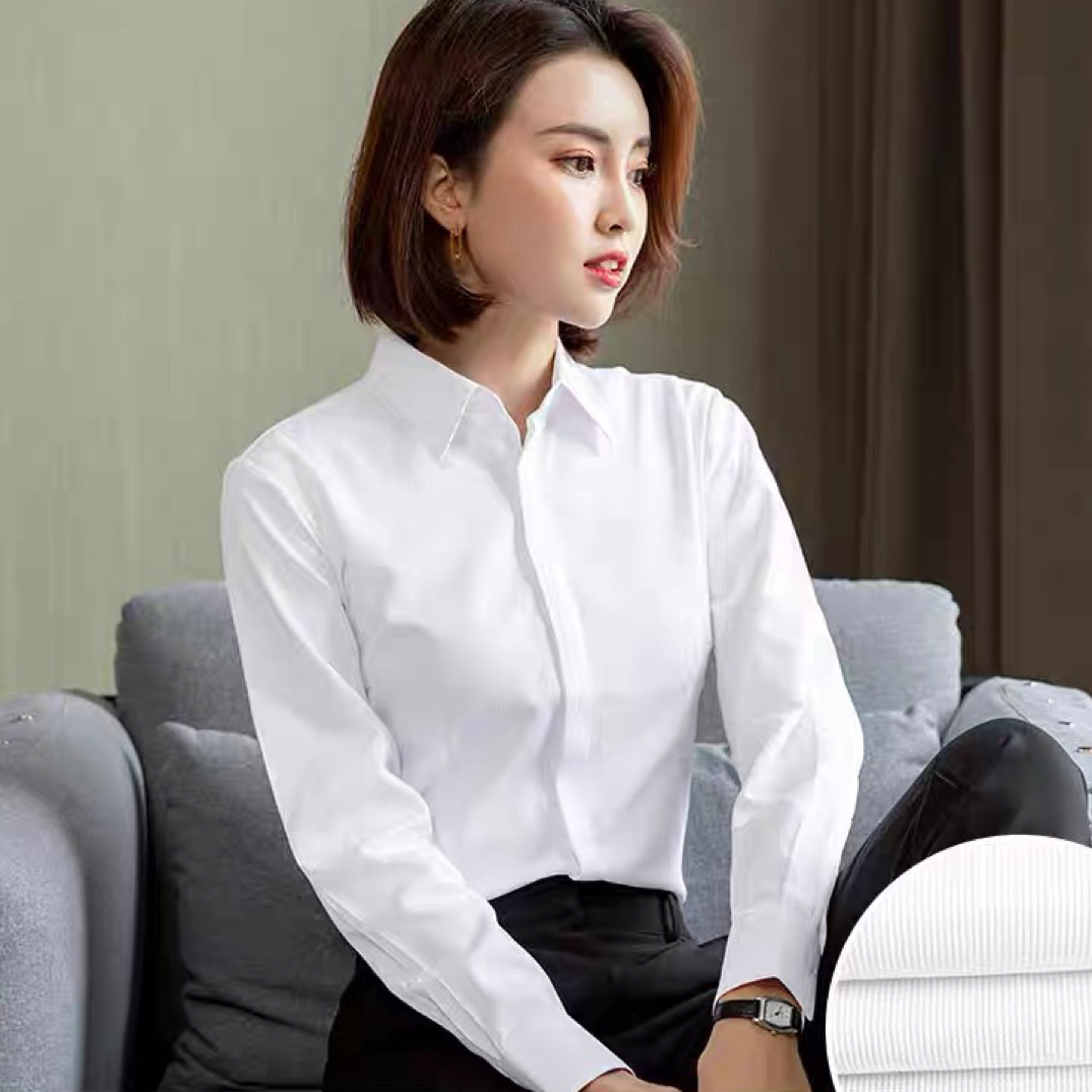 882方领衬衫防走光通勤工作服女通勤工装长袖新款职业衬衣正装