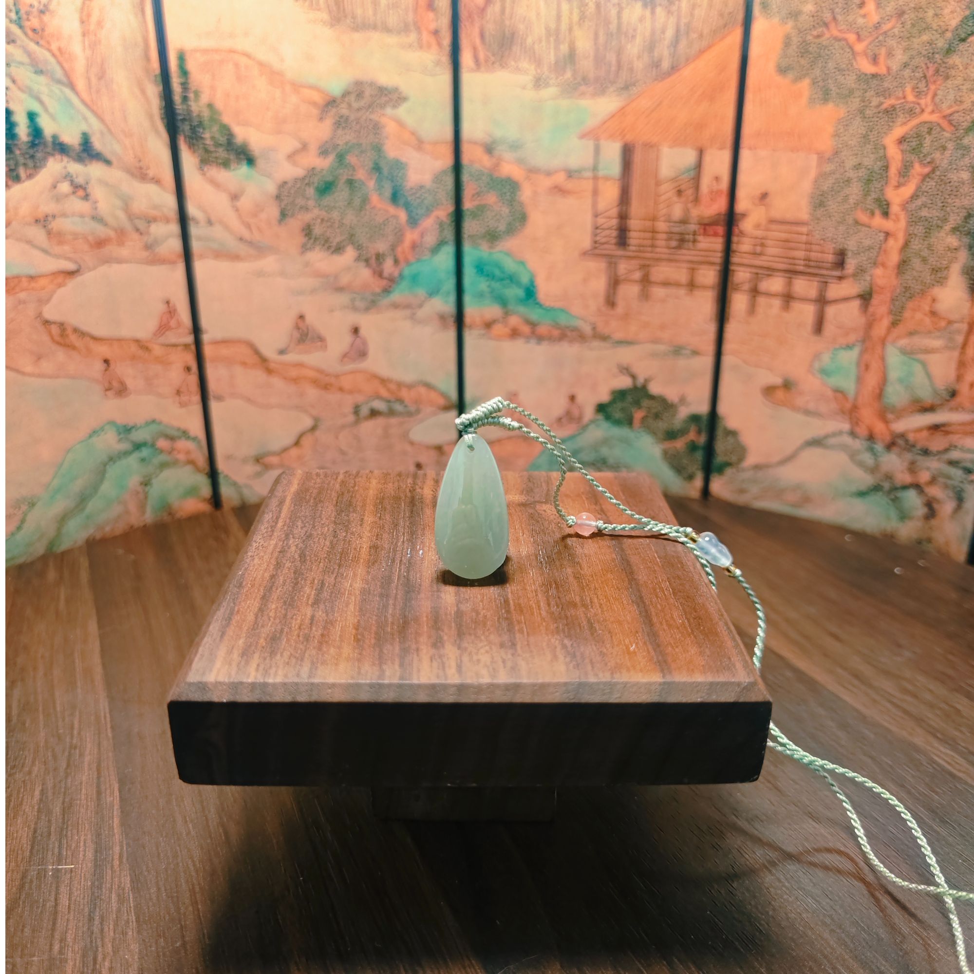 N和田玉水滴无事牌吊坠1389