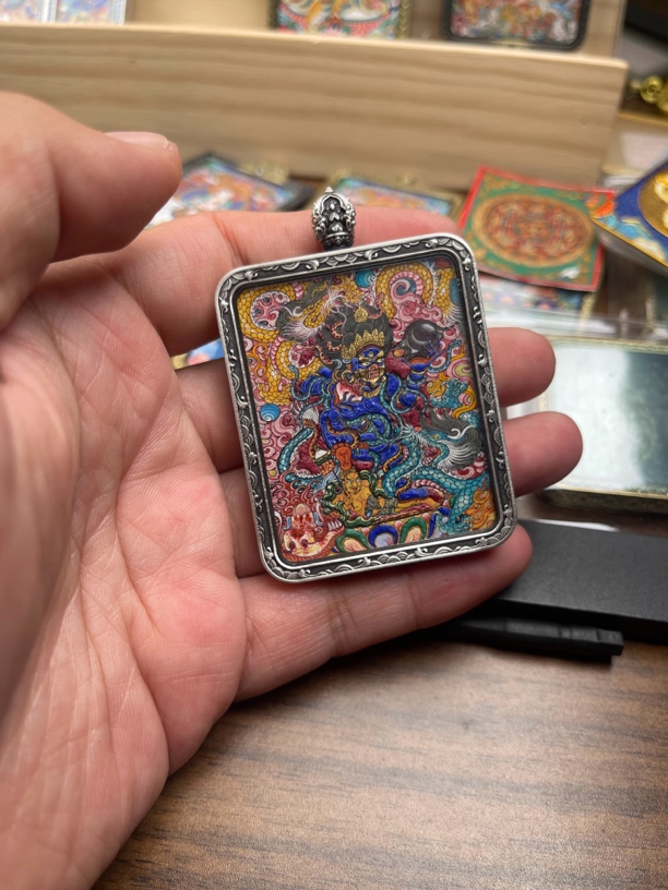 纯手绘唐卡黑财纯手绘