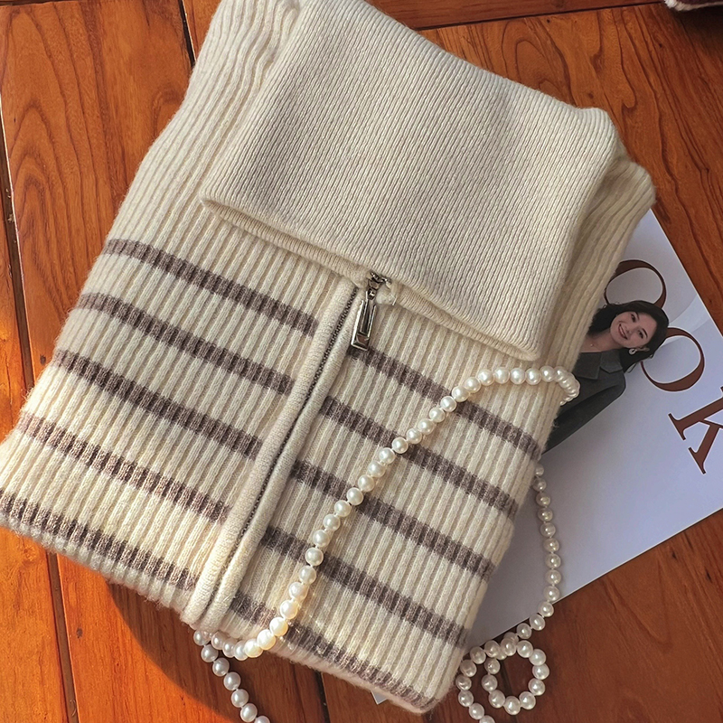 意大利LP版！水手领条纹衫双股加厚重磅纯羊毛 领子可立可披