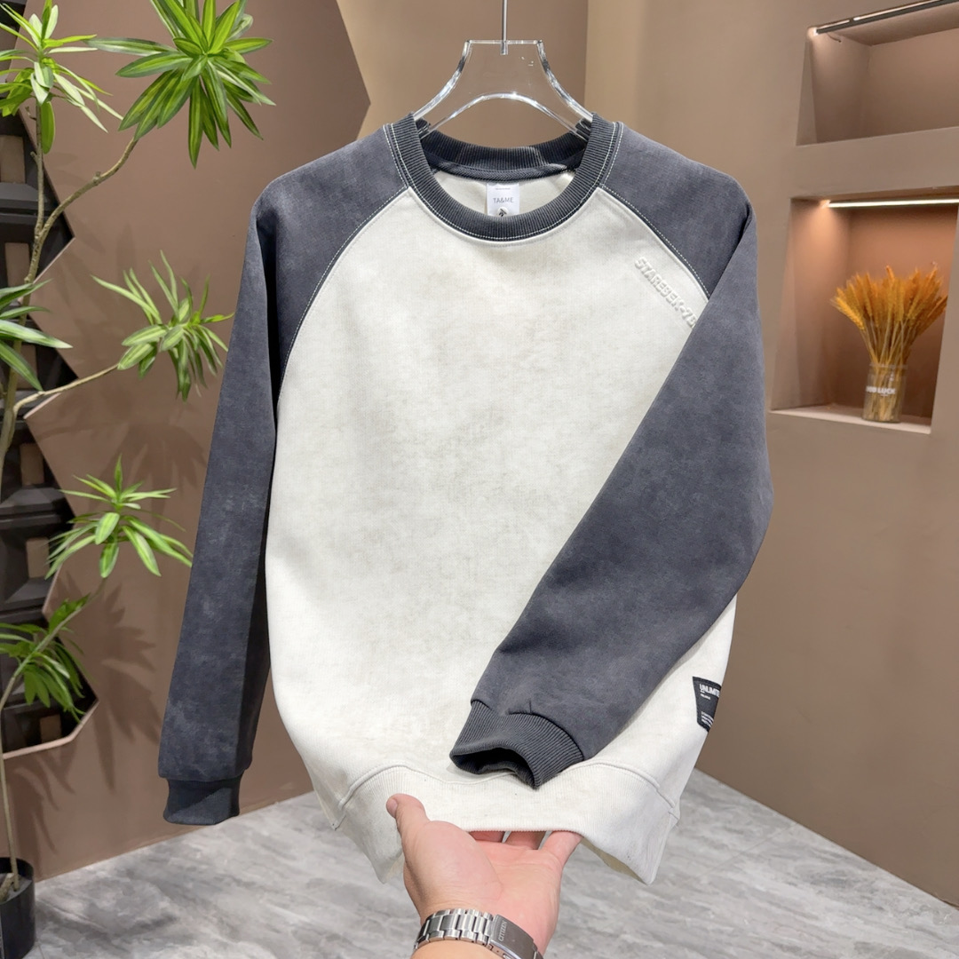 秋冬季男士时尚简约拼色时尚帅气百搭卫衣6330