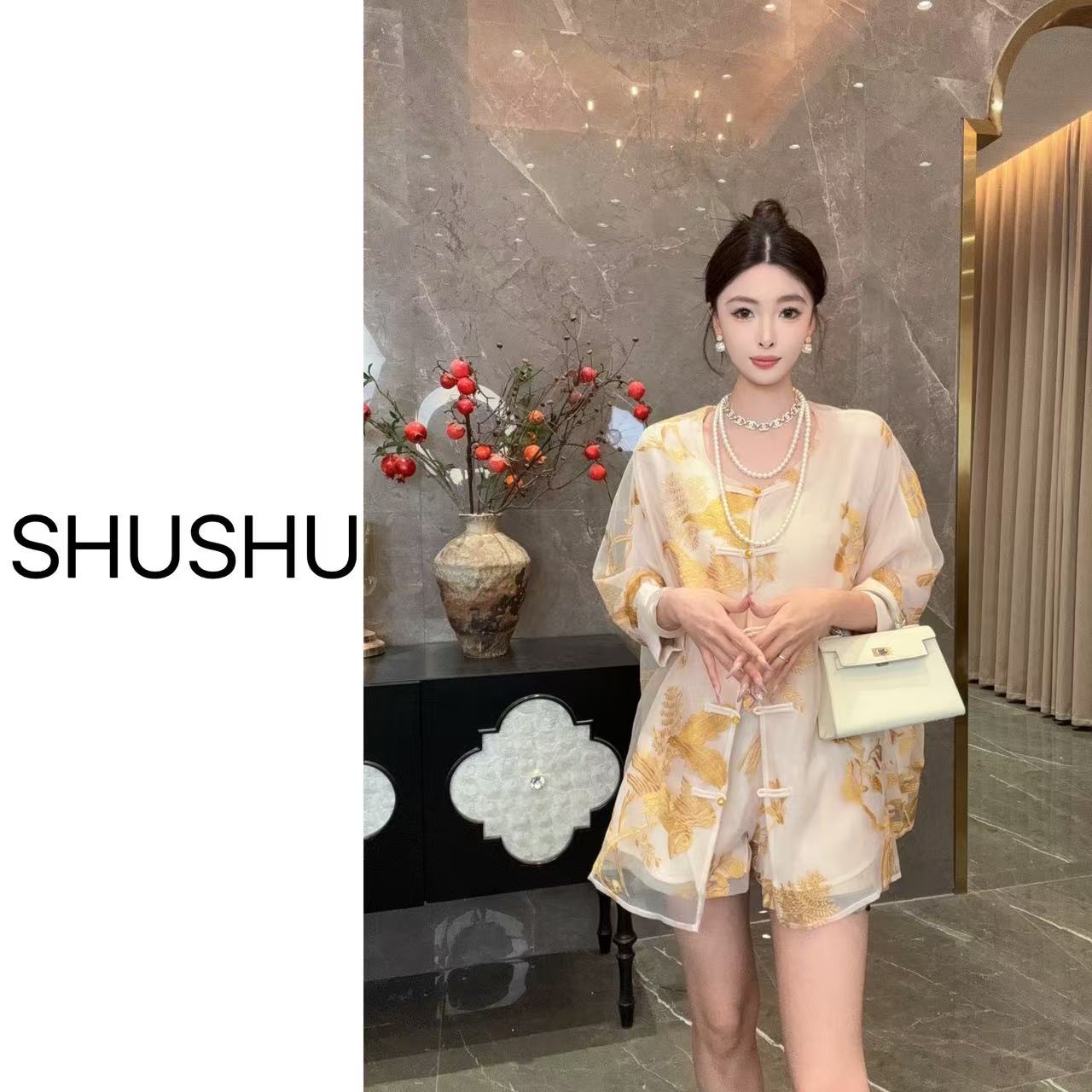 现货新款【凤凰于飞套装】新中式气质时尚夏季复古重工刺绣套装