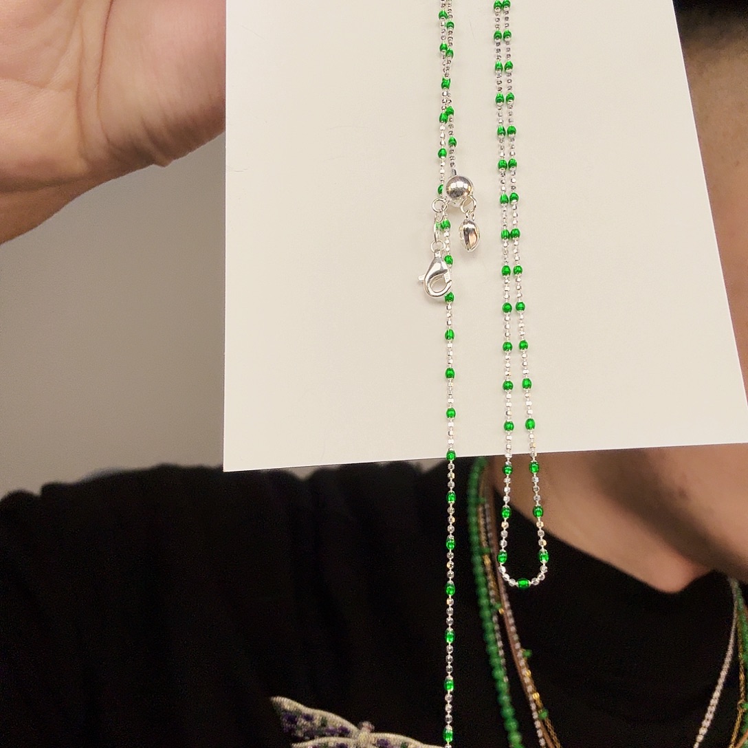 翡翠银S925镶嵌颈饰一件