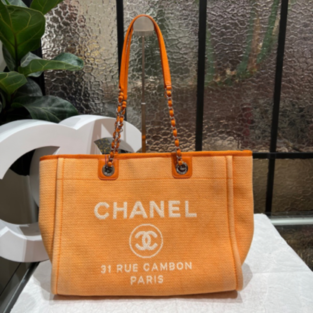 95新 Chanel/香奈儿 Chanel橘色沙滩包25010066-01