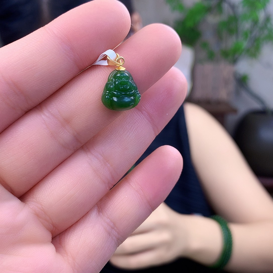 和田玉（碧玉）银S925镶嵌吊坠(不含链)吊坠