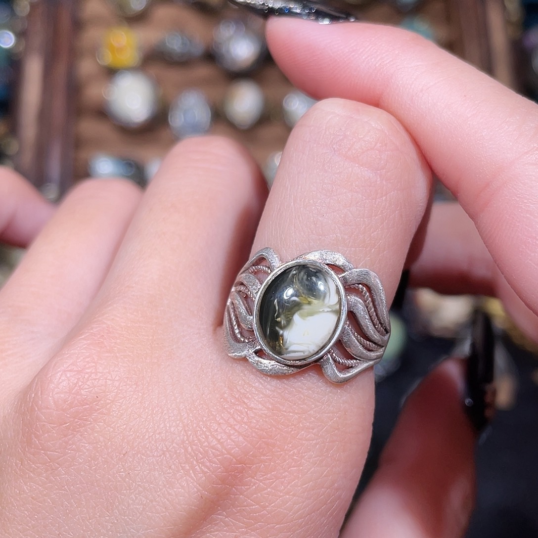 琥珀银S925镶嵌戒指