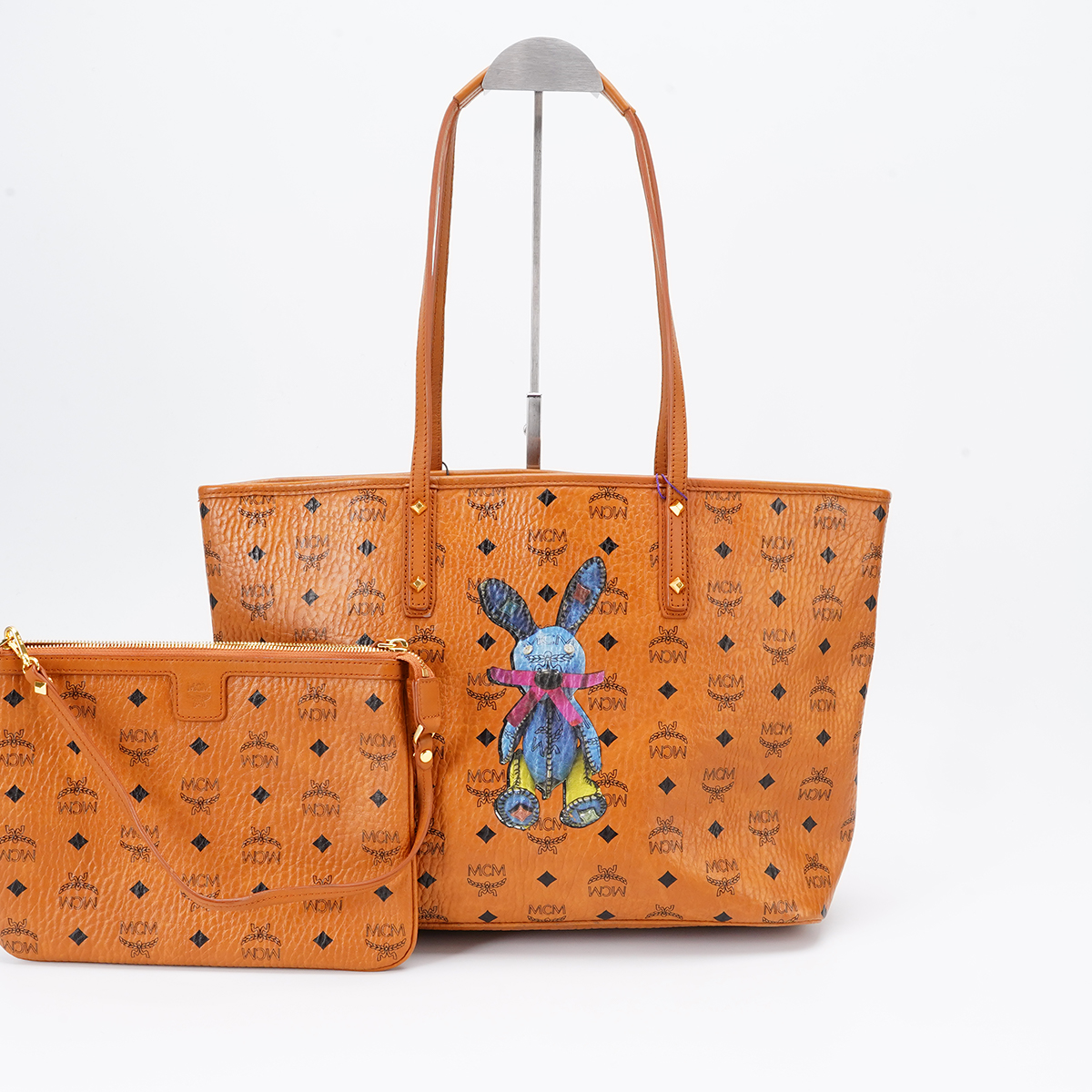 95新 MCM 【春节不打烊】托特子母包涂鸦款干邑色/BG22000863
