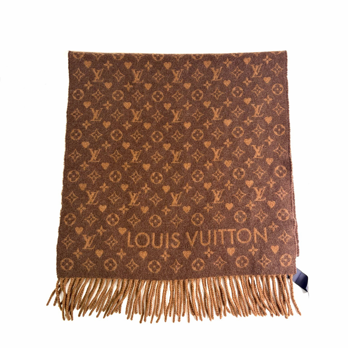 99新 LouisVuitton/路易威登 爱心满印全羊绒围巾 99新 bz0945