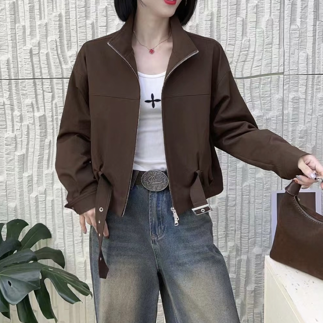 短款风衣外套女2025秋季新款韩版百搭宽松立领宽松显瘦夹克上衣潮