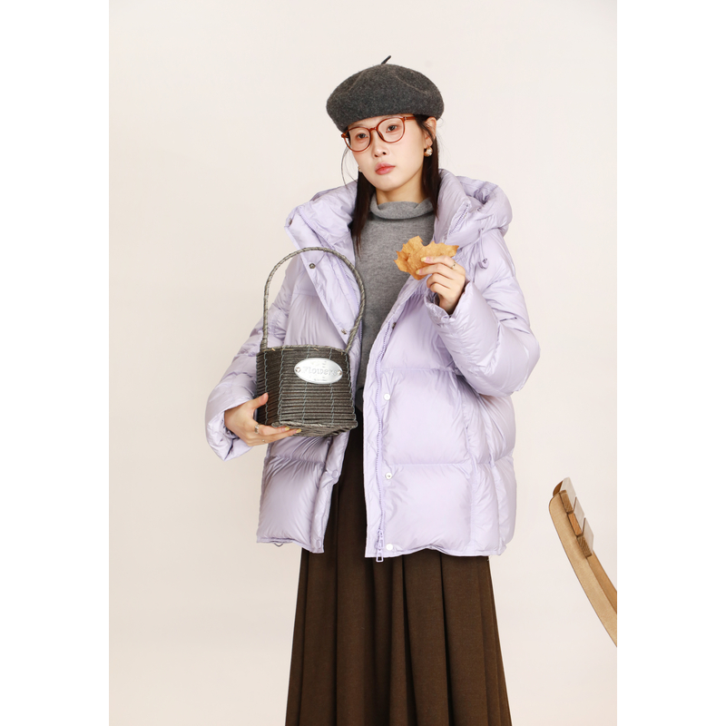 百武西“冬日来信”法式文艺休闲中长款泡芙防寒加购羽绒服女9066