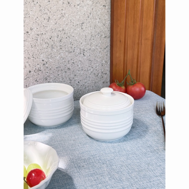 纯白带盖420ml 12cm炖盅燕窝甜品蒸炖汤