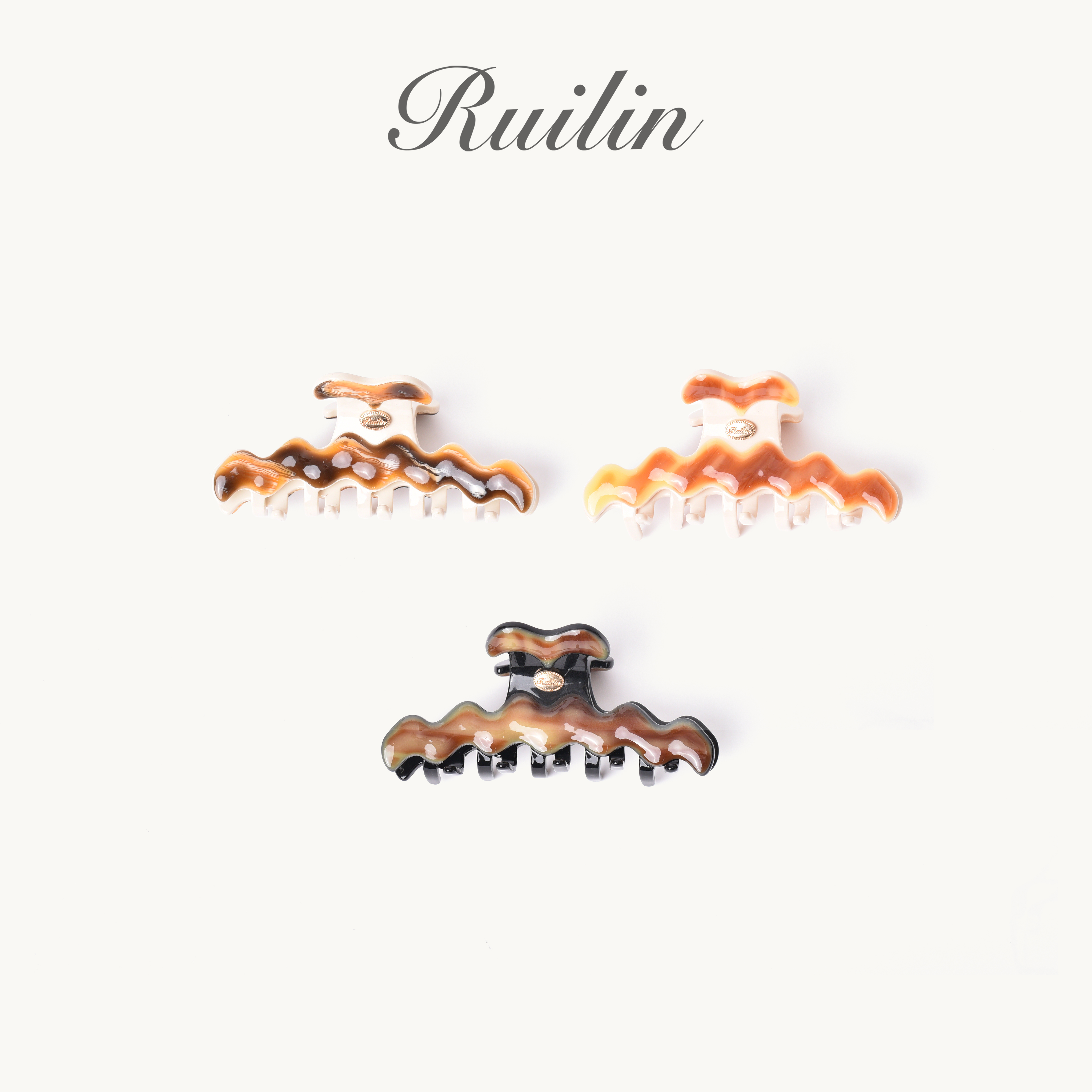 RUILIN【505】【落日流沙】新款气质百搭法式优雅醋酸抓夹