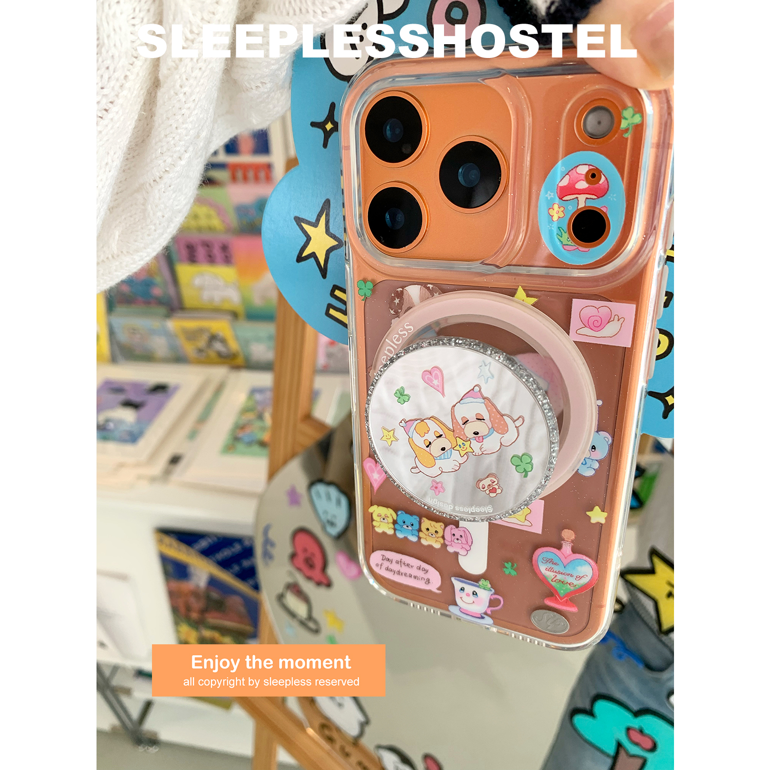 失眠招待所 Jelly碎片艺术家联名款透明磁吸支架适用苹果17手机壳