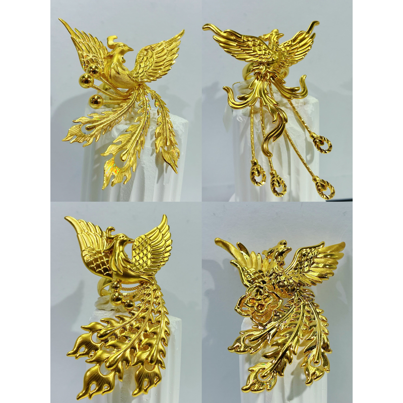 黄金足金999 精美素金凤凰黄金戒指精致高级贵气感叠加