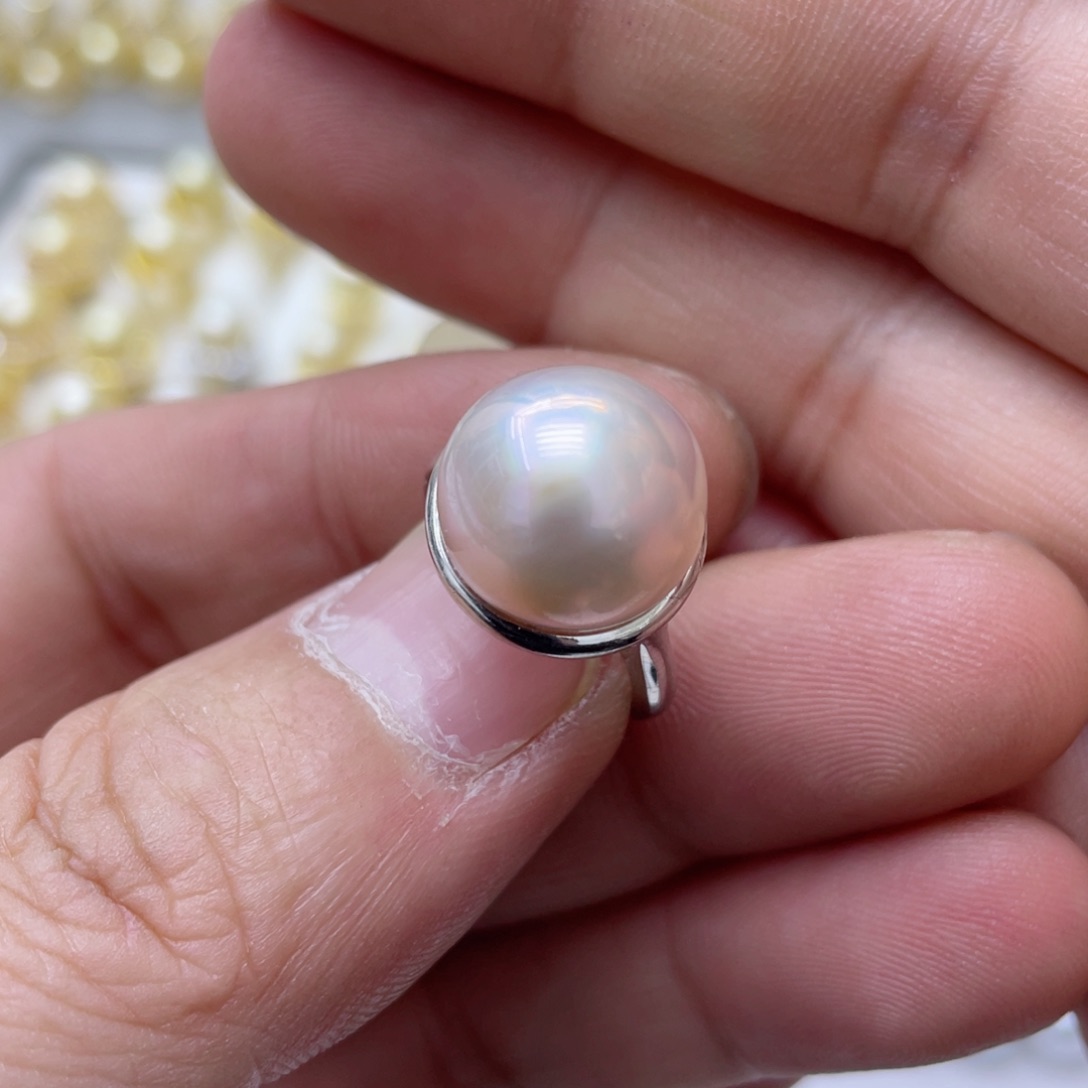 拼合珍珠（马贝珠）戒指银S925镶嵌