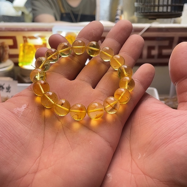 志***红手链琥珀未镶嵌天然琥珀蜜蜡