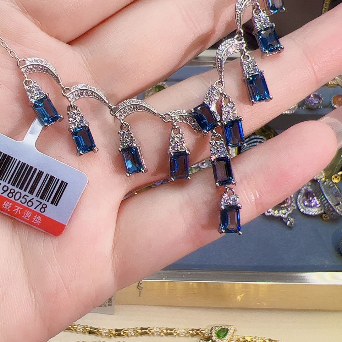 托帕石套链银S925镶嵌