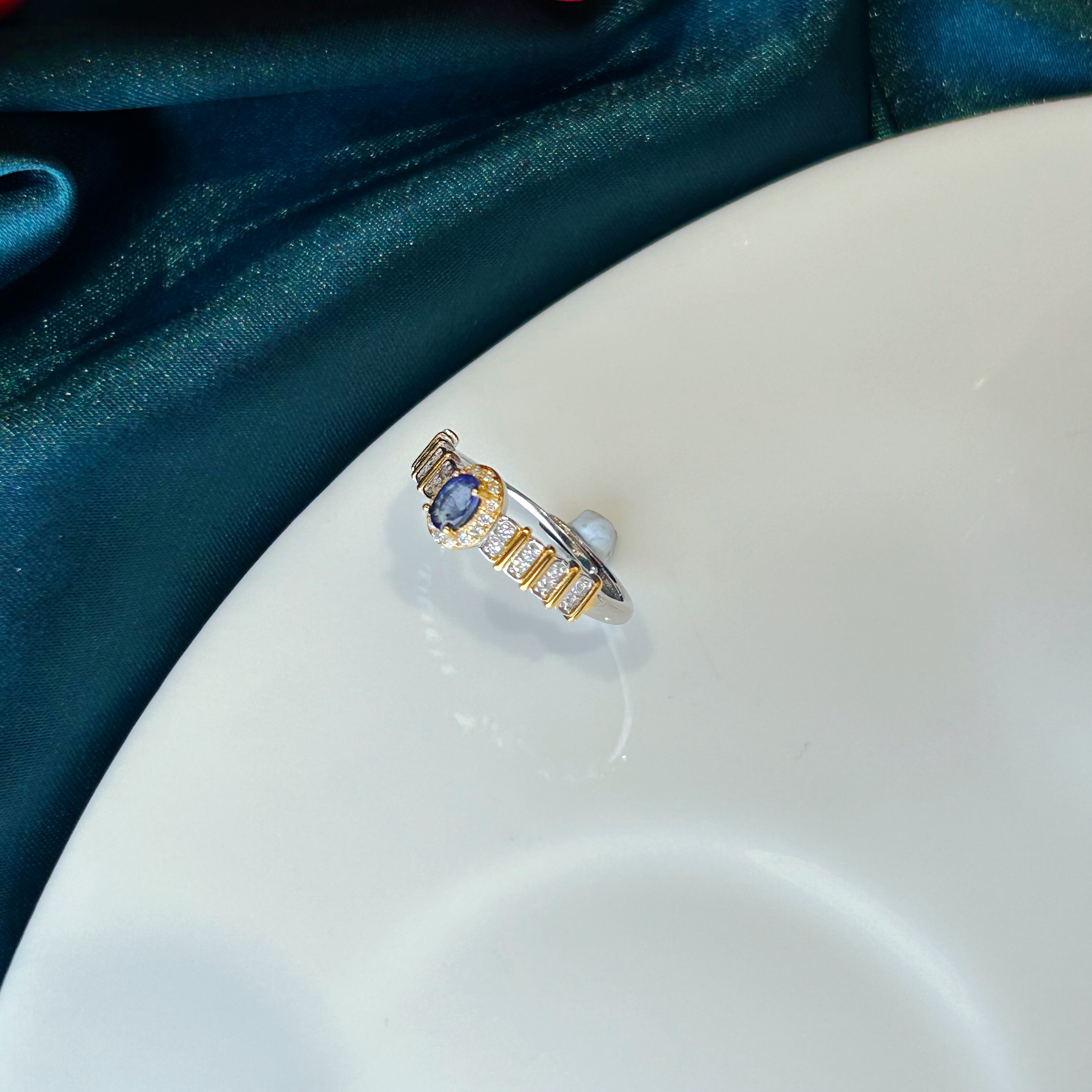 S925银蓝宝石戒指开口-LBS129