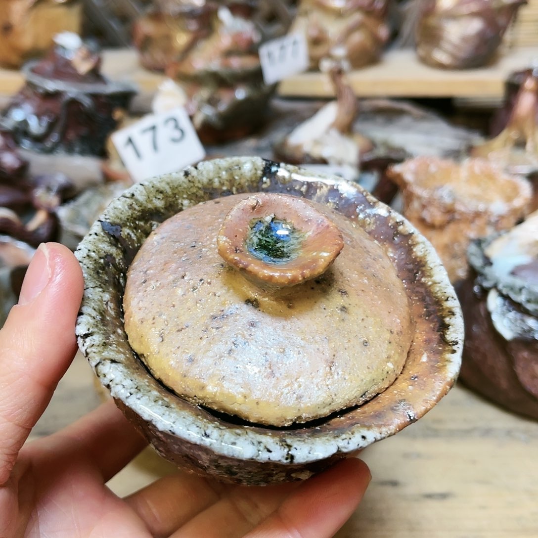 瓷片柴烧粗陶手捏盖碗