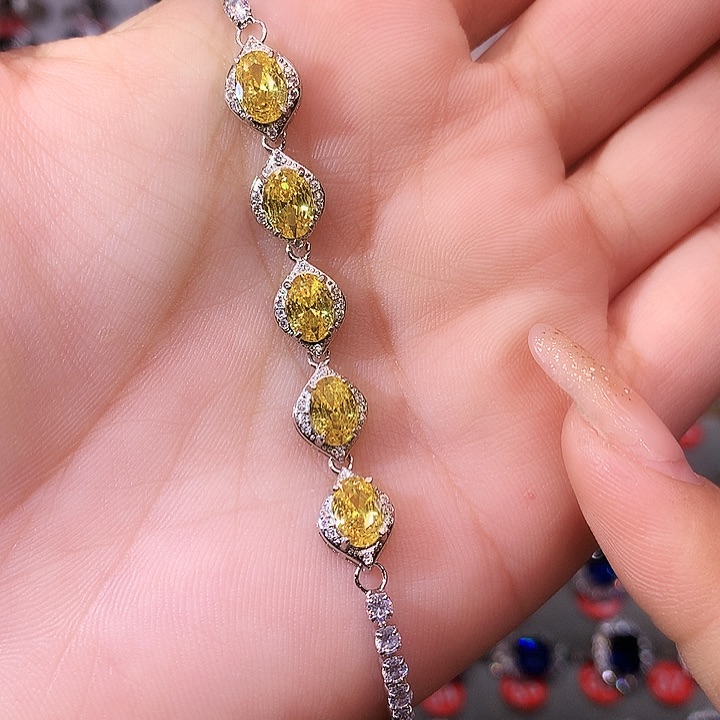 黄晶手链银S925镶嵌手链