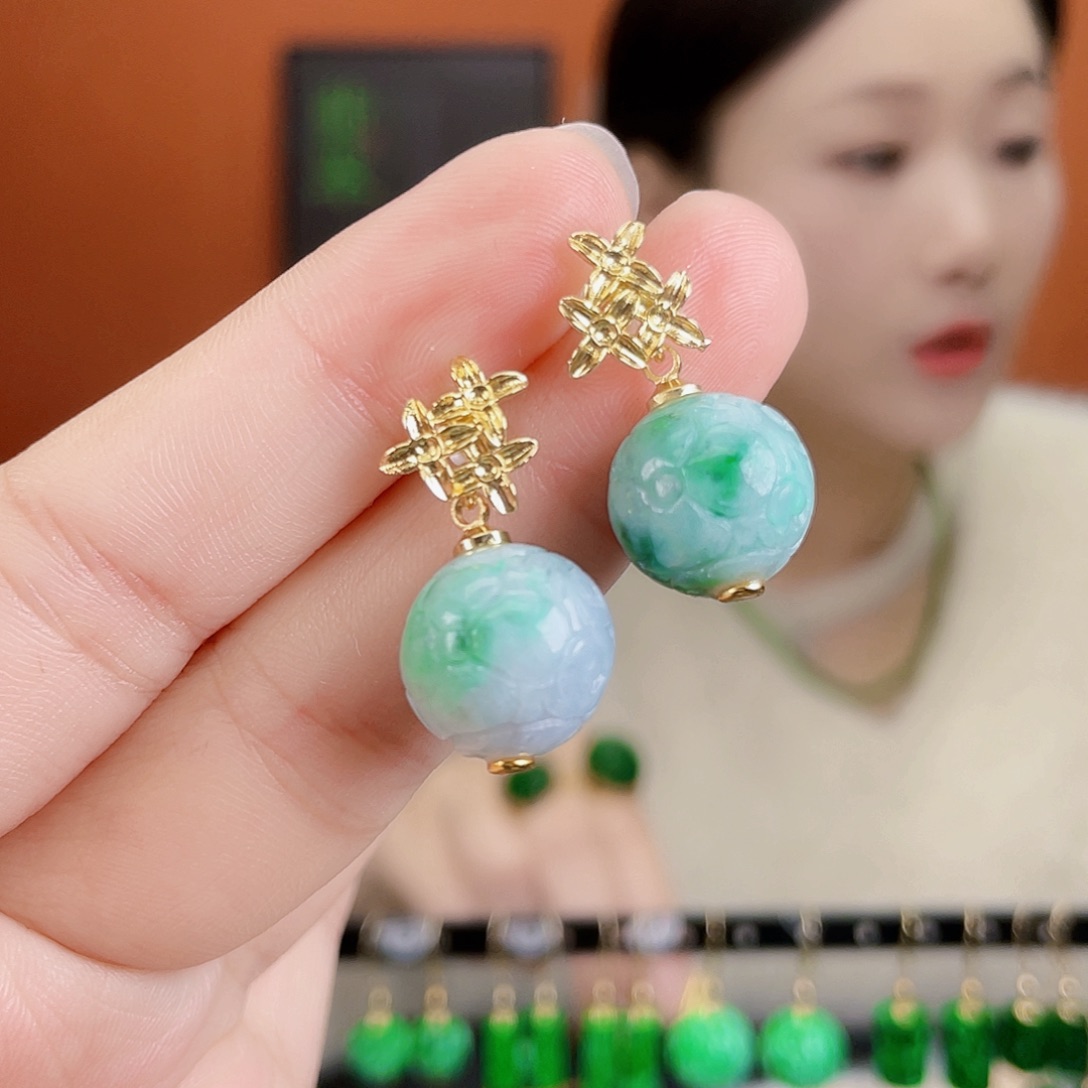 翡翠未镶嵌耳饰饰品