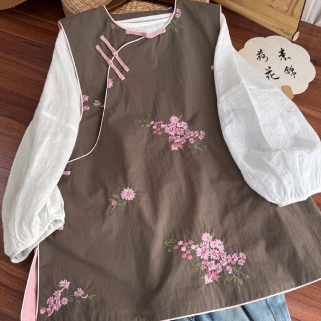 马甲女宽松大码春秋绣花马甲无袖背心出c367中国风
