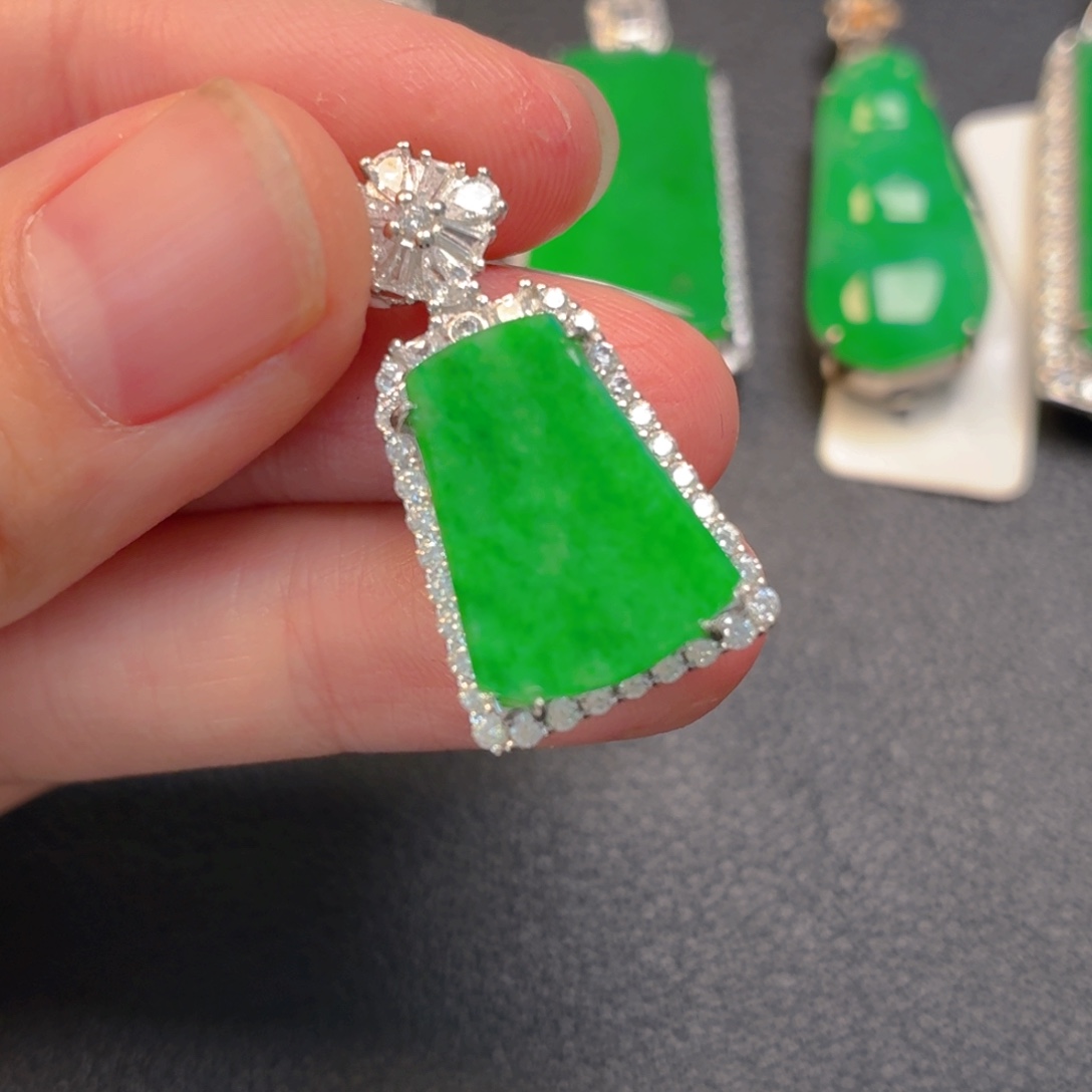 翡翠银S925镶嵌吊坠(不含链)