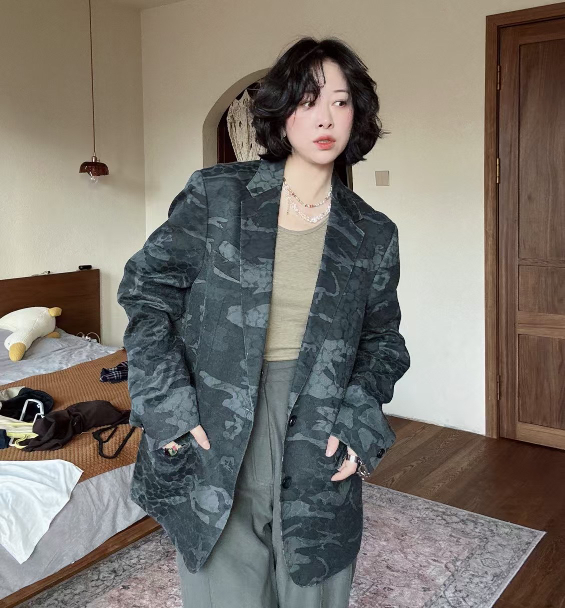 95新 LANVIN 送中检/浪凡迷彩西服