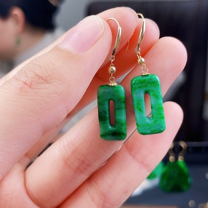 翡翠耳饰18K金镶嵌饰品