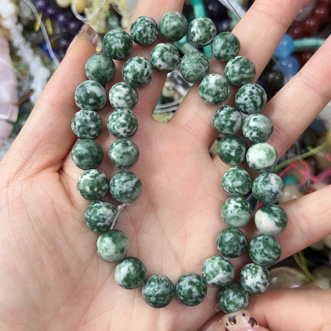 玛瑙/玉髓合金珠宝半成品 卡10绿点石一条