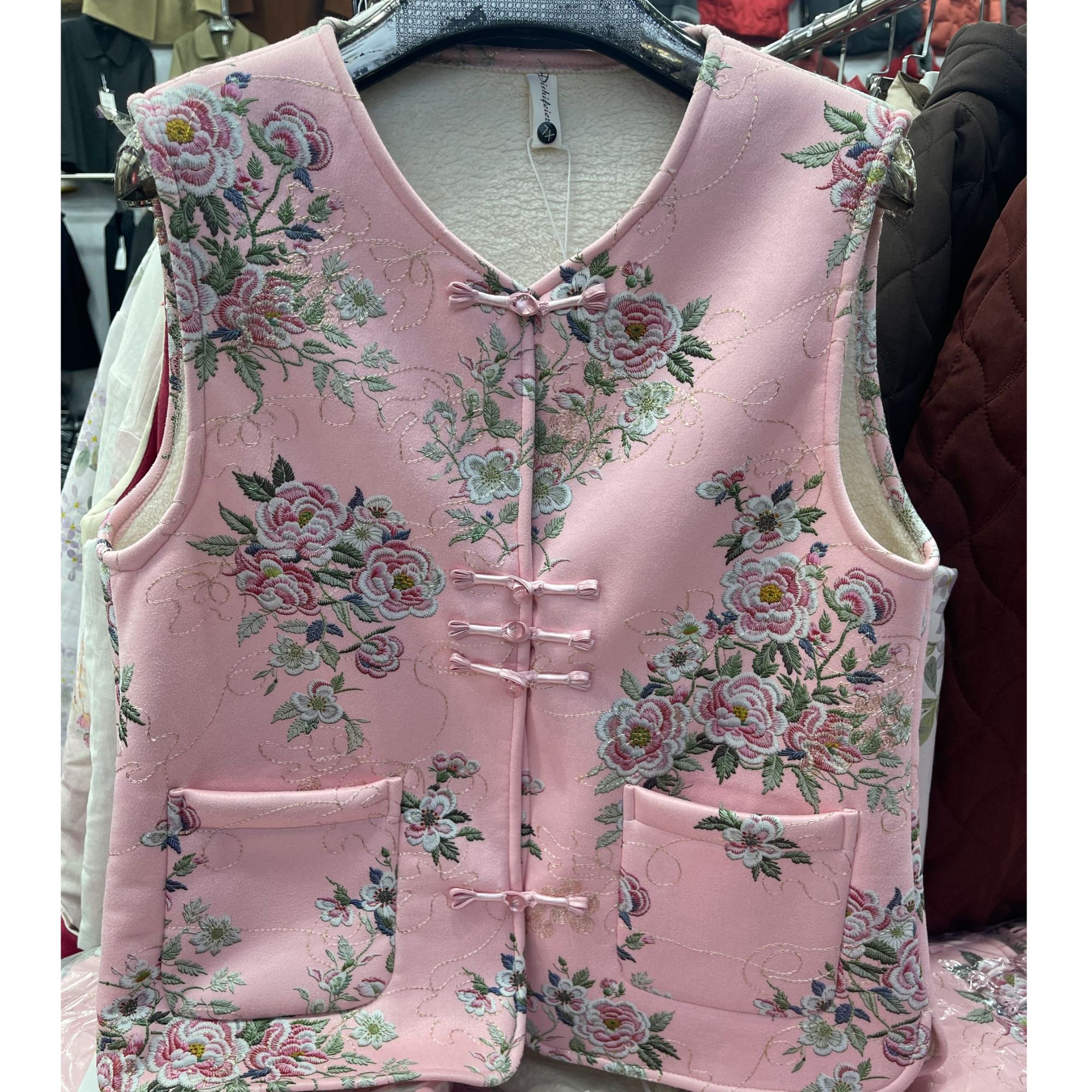 菲扬女装--时尚国风盘扣印花马甲6761款