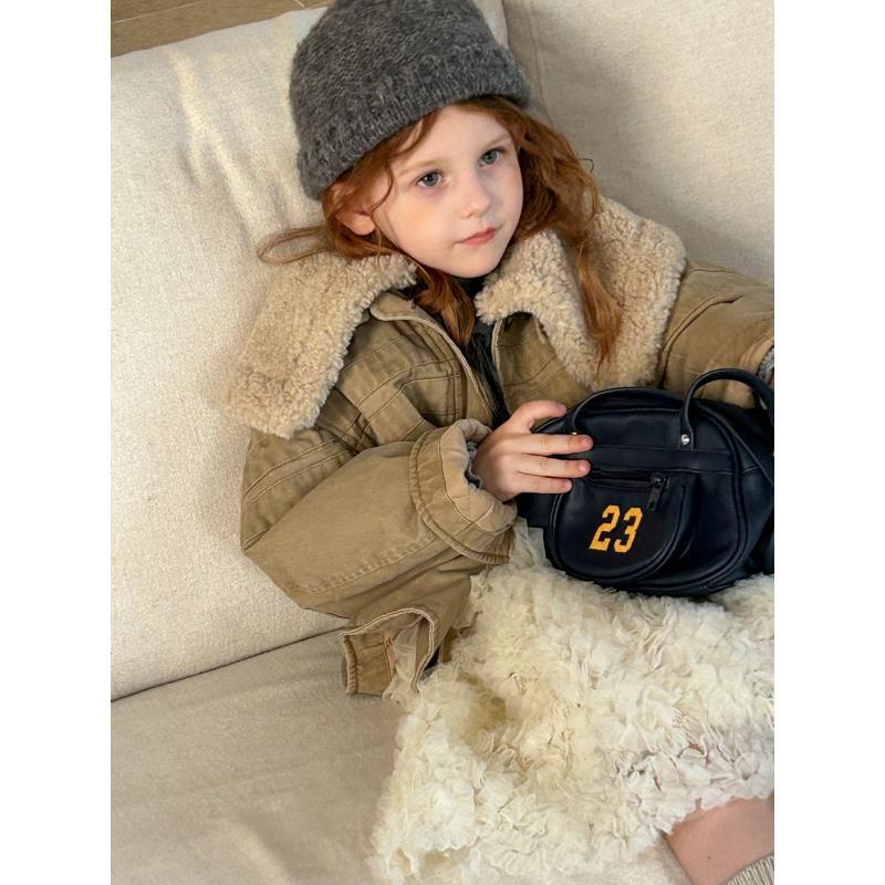 2025秋季新款毛毛大方领时尚女童短款加厚夹夹克夹棉外套