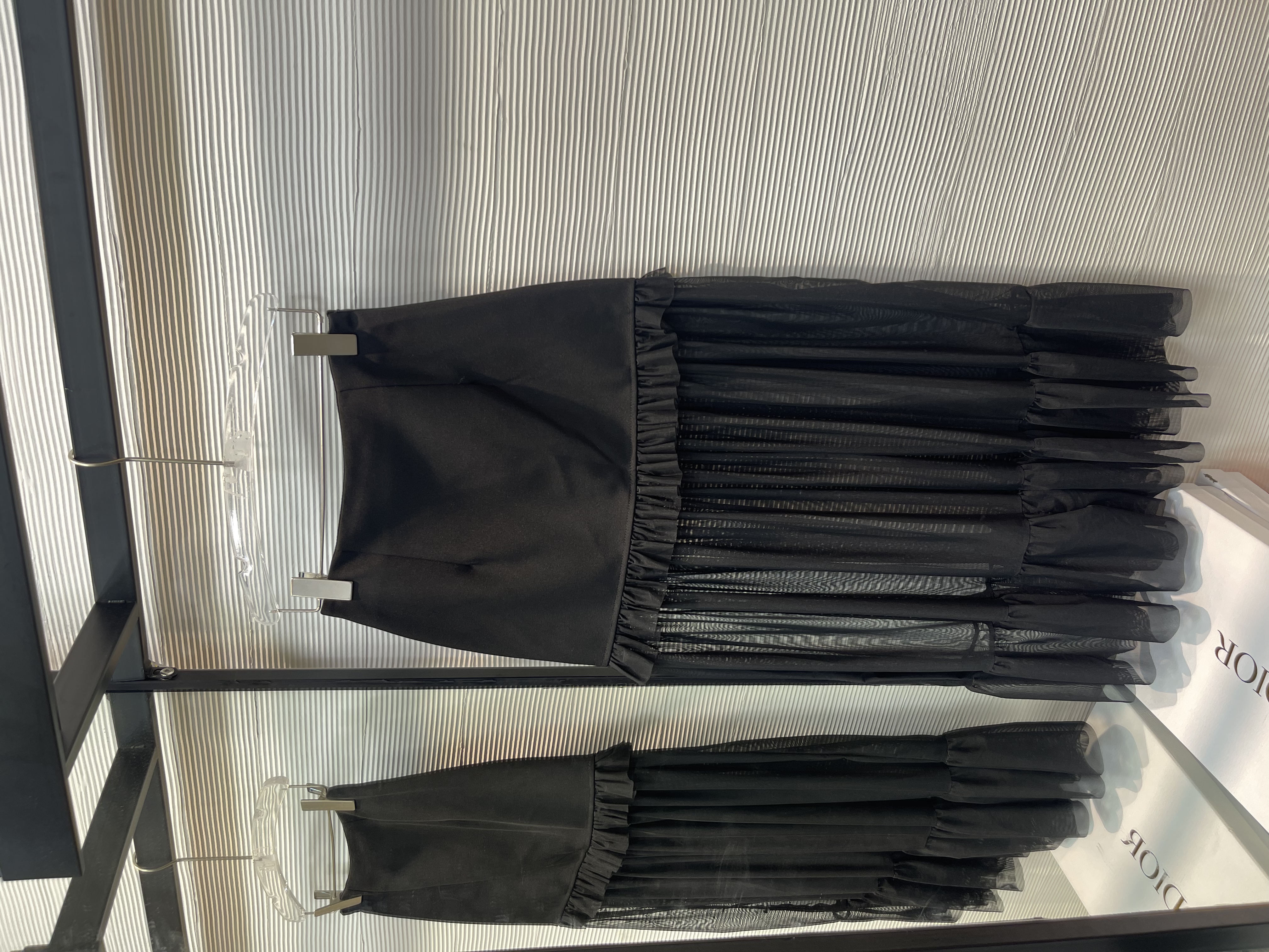 7752#南油高端 时髦个性高腰拼接网纱中长半裙女潮