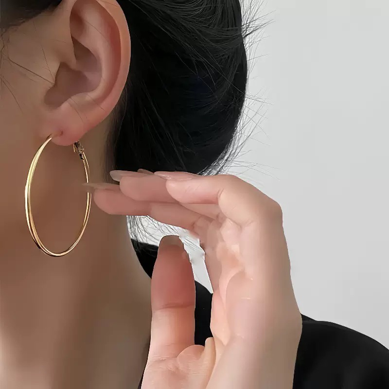 钛钢耳饰 夸张圈圈耳环女简约基础款百搭耳圈超大号小众轻奢气质