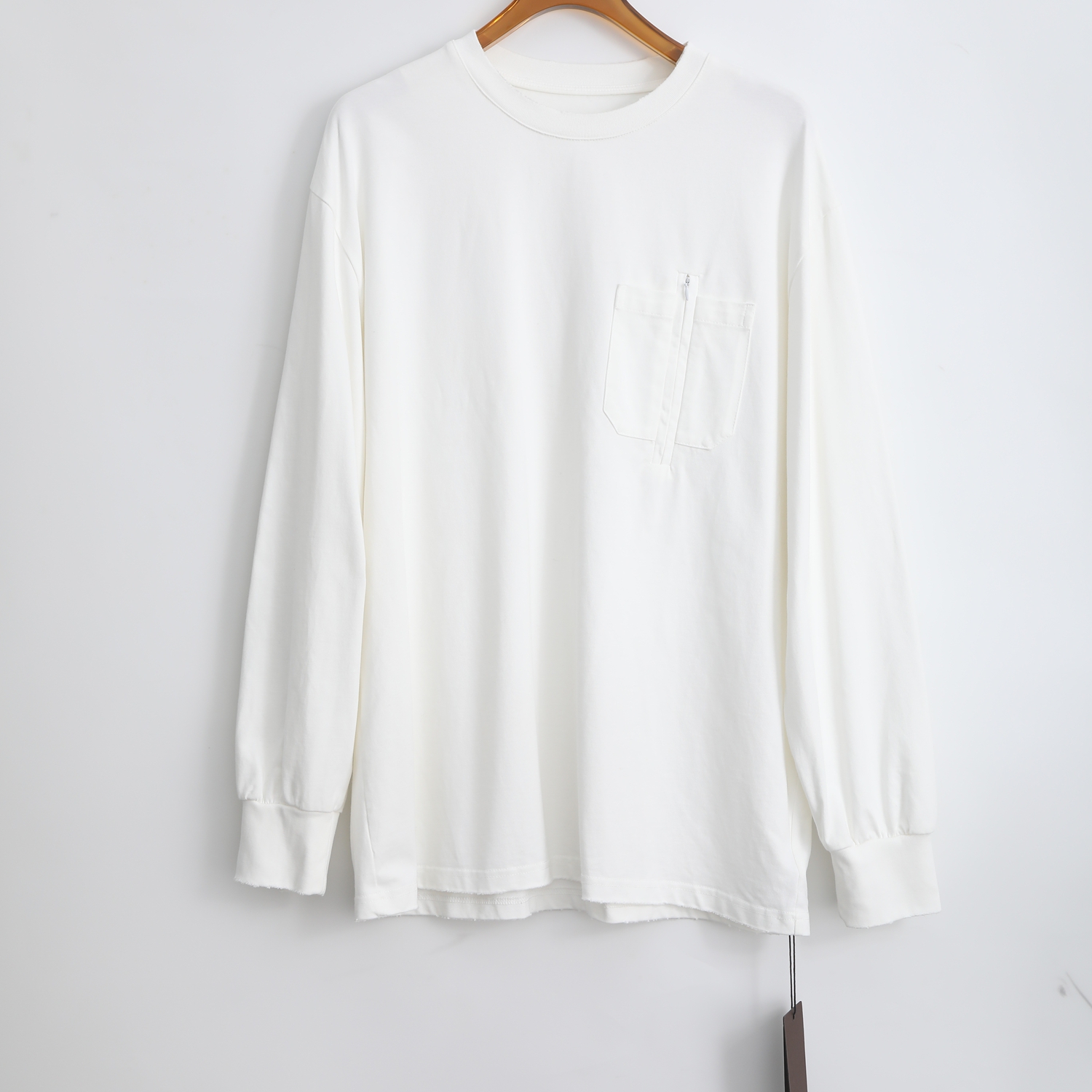 韩式长袖圆领免烫常规水洗T恤纯色宽松印花6954