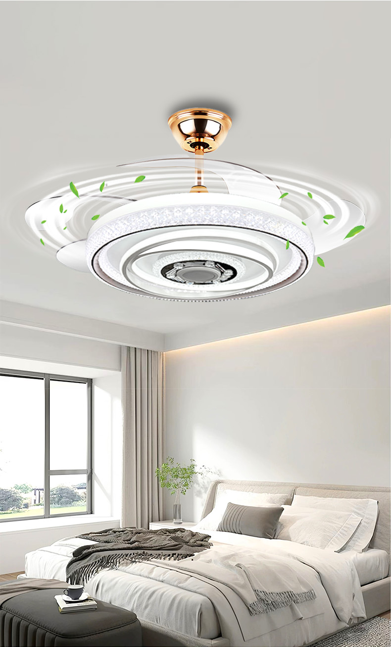 7126轻奢智能语音隐形风扇灯吊扇灯家用餐厅卧室智能音箱简约