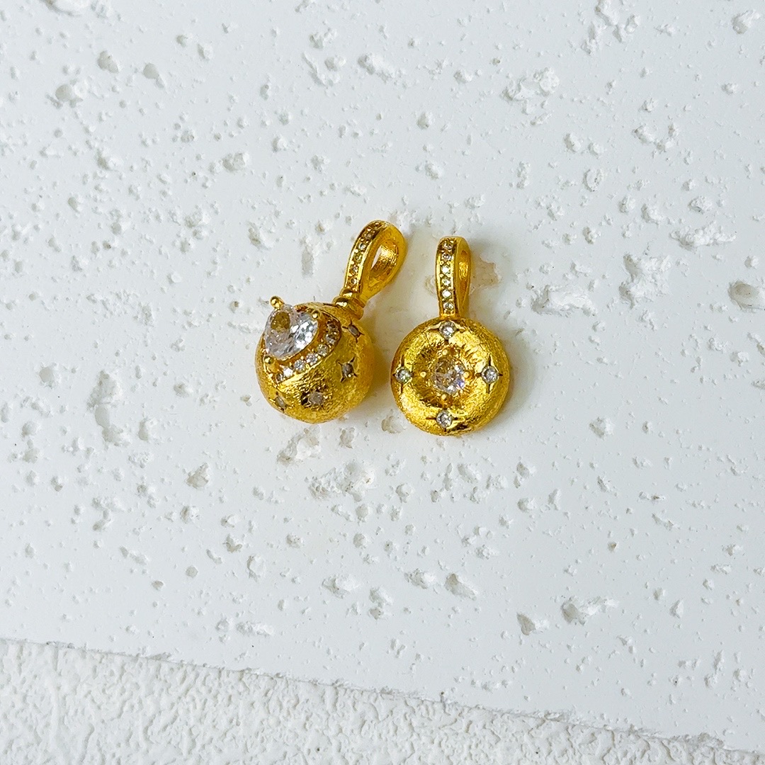 精工拉丝爱心小圆球吊坠-392