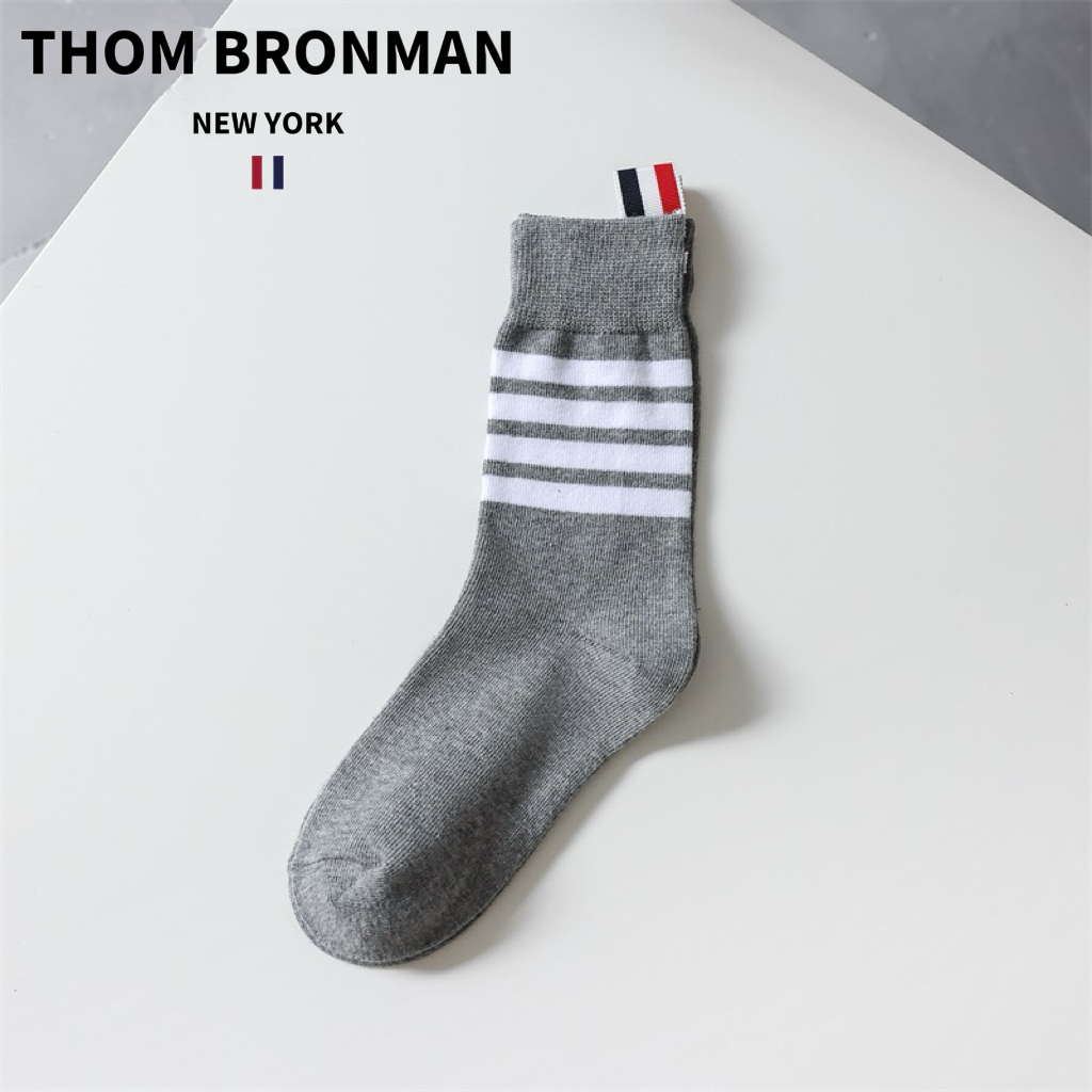 TB【官方正品】汤姆布郎THOMBRONMAN四条纹纯棉中筒-长筒-过膝袜子